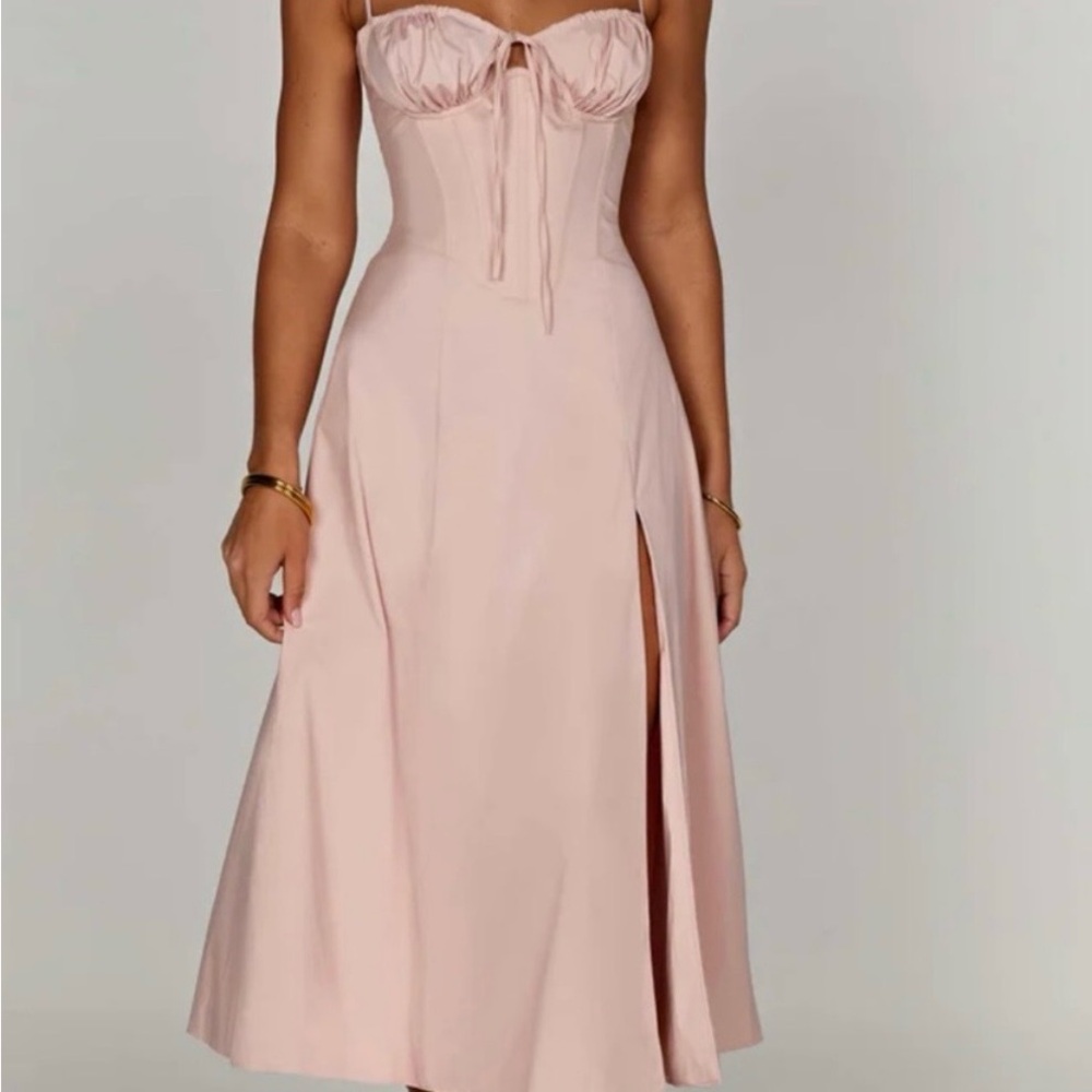 Chic Blush Strapless Maxi Dress